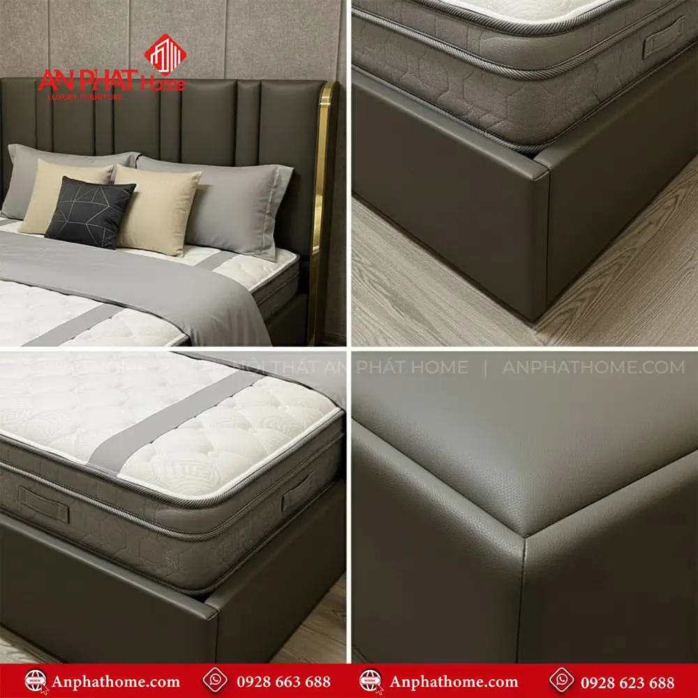 Giường Bọc Nệm Viền Vàng GN-276