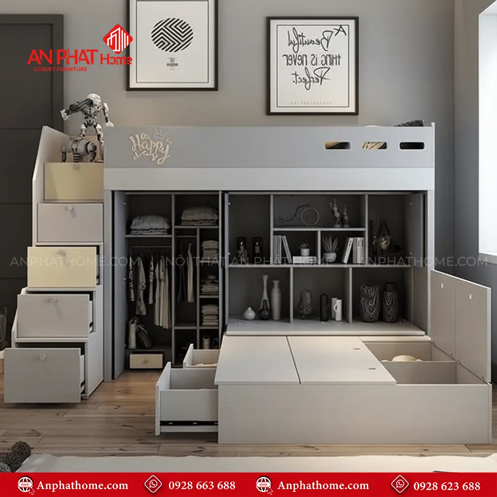 Giường Ngủ 2 Tầng Dáng Châu Âu Đẹp GN-309 12 Giường Ngủ 2 Tầng Dáng Châu Âu Đẹp GN-309