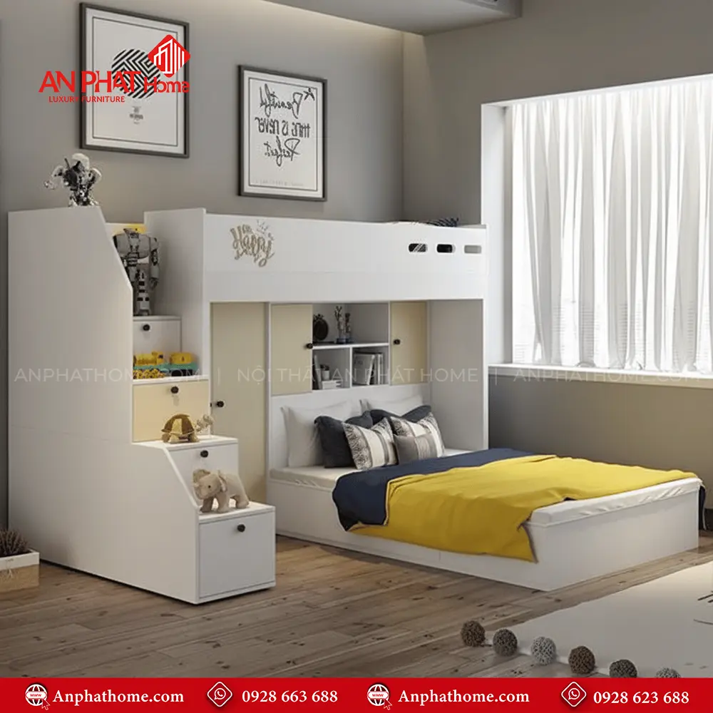 Giường Ngủ 2 Tầng Dáng Châu Âu Đẹp GN-309 10 Giường Ngủ 2 Tầng Dáng Châu Âu Đẹp GN-309
