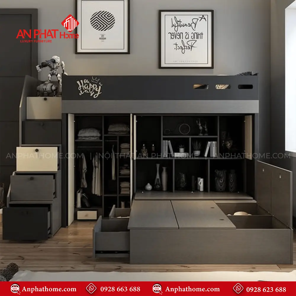 Giường Ngủ 2 Tầng Dáng Châu Âu Đẹp GN-309 11 Giường Ngủ 2 Tầng Dáng Châu Âu Đẹp GN-309