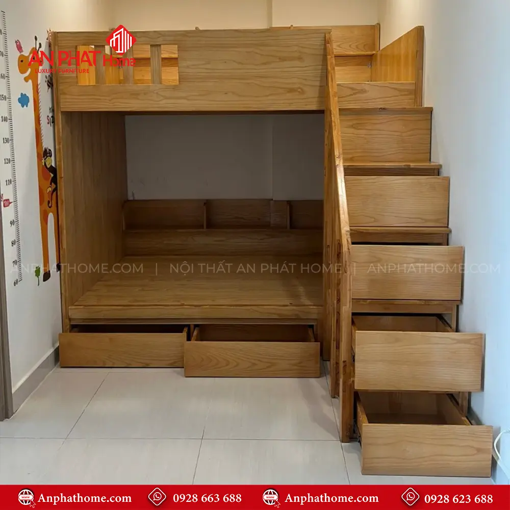 Giường Ngủ 2 Tầng Gỗ Ghép Cao Cấp GN-343 12 Giường Ngủ 2 Tầng Gỗ Ghép Cao Cấp GN-343