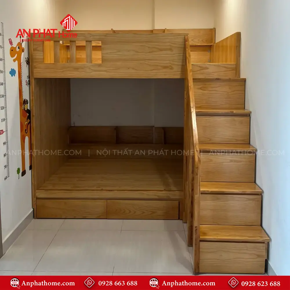 Giường Ngủ 2 Tầng Gỗ Ghép Cao Cấp GN-343 11 Giường Ngủ 2 Tầng Gỗ Ghép Cao Cấp GN-343