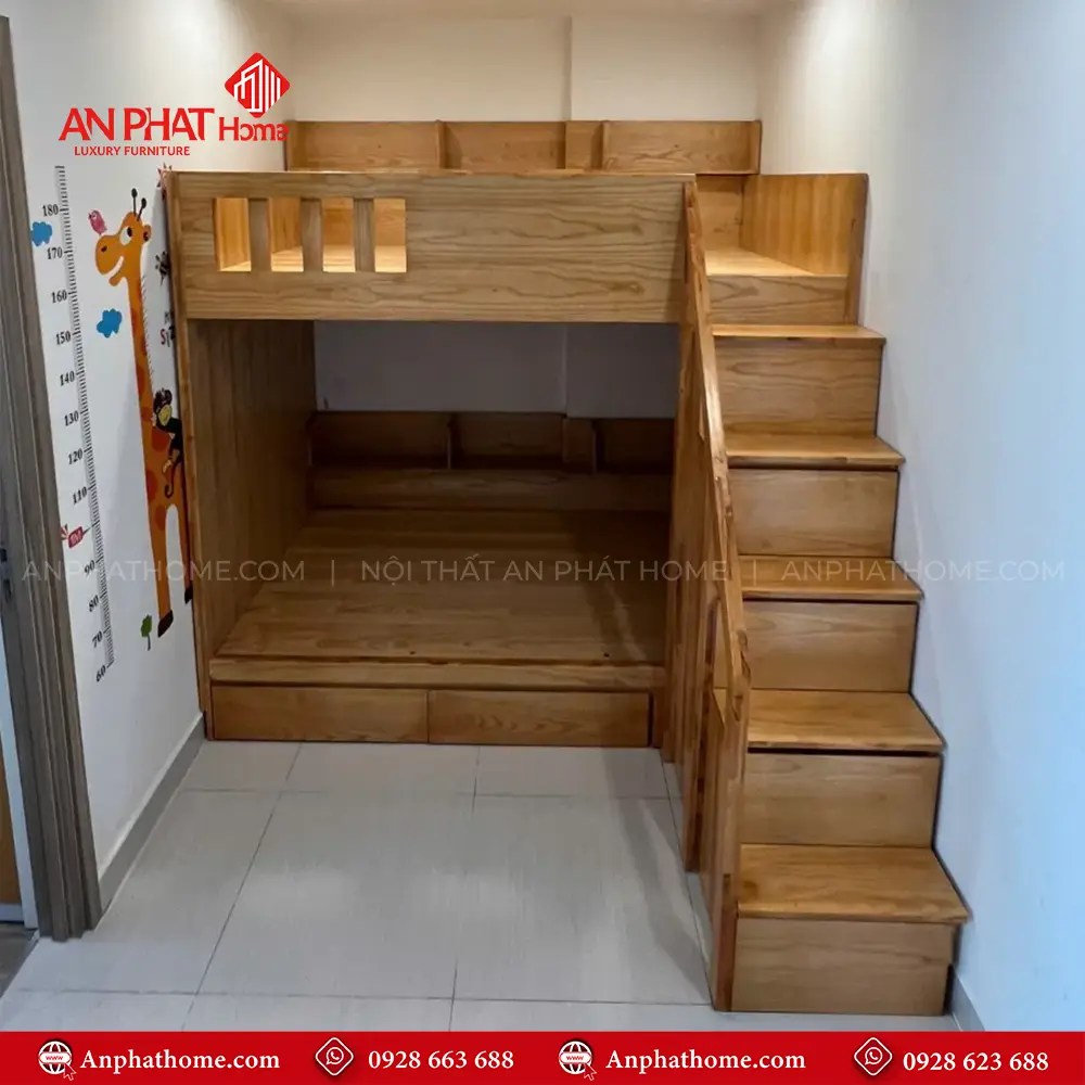 Giường Ngủ 2 Tầng Gỗ Ghép Cao Cấp GN-343 10 Giường Ngủ 2 Tầng Gỗ Ghép Cao Cấp GN-343