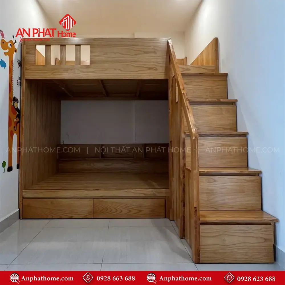 Giường Ngủ 2 Tầng Gỗ Ghép Cao Cấp GN-343 9 Giường Ngủ 2 Tầng Gỗ Ghép Cao Cấp GN-343