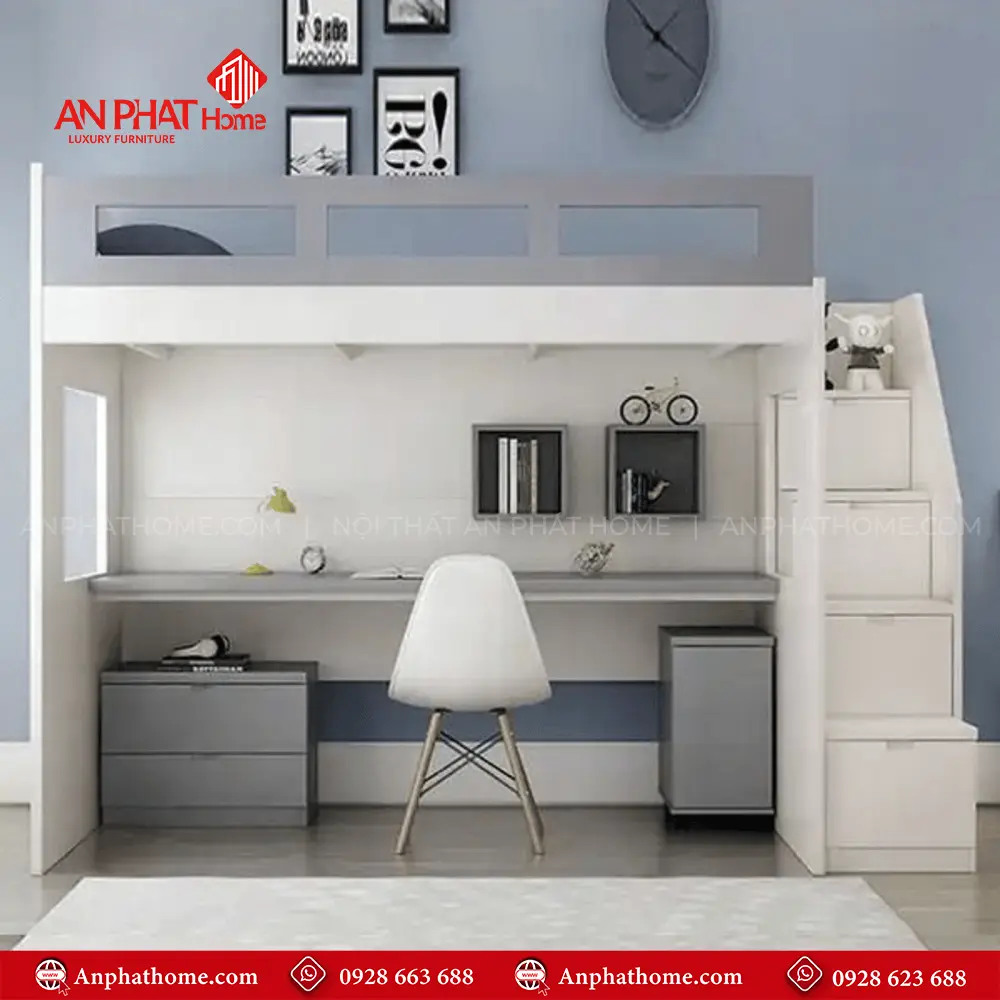 Giường Ngủ 2 Tầng Kết Hợp Bàn Học Thông Minh GN-310 12 Giường Ngủ 2 Tầng Kết Hợp Bàn Học Thông Minh GN-310
