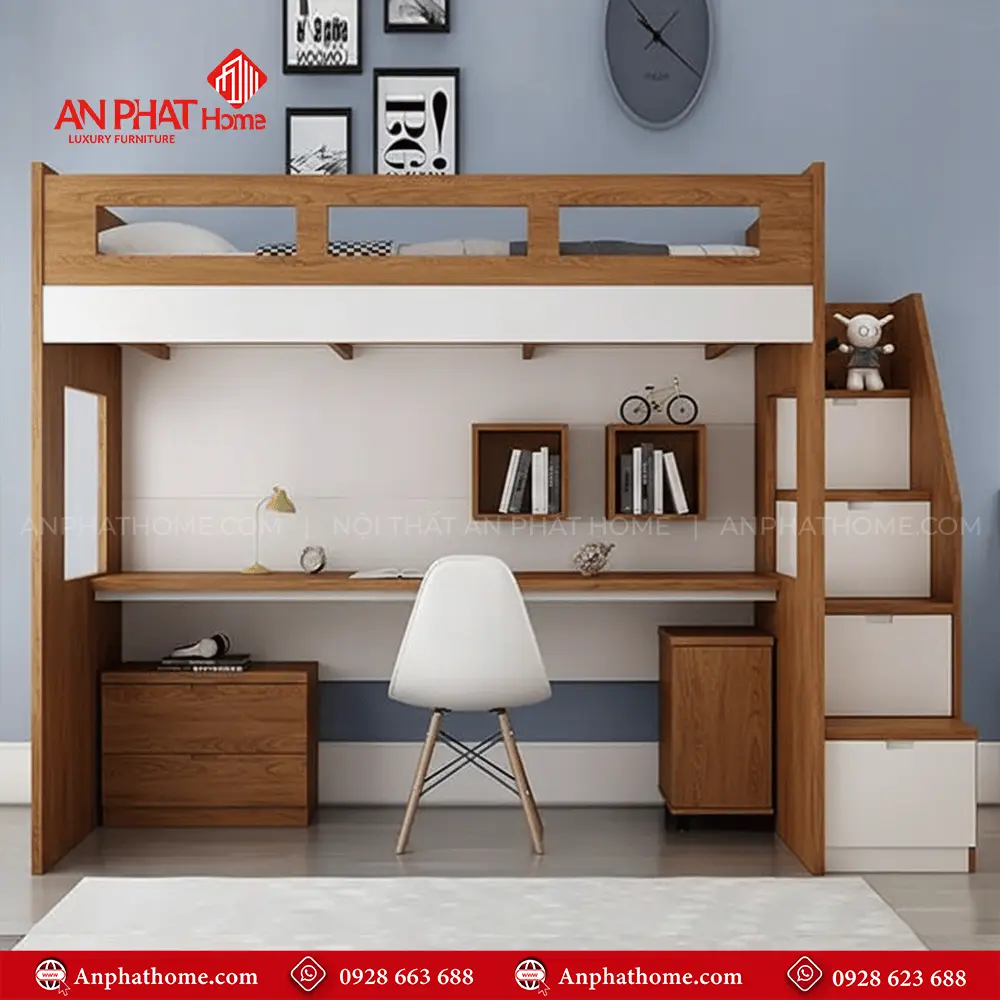 Giường Ngủ 2 Tầng Kết Hợp Bàn Học Thông Minh GN-310 11 Giường Ngủ 2 Tầng Kết Hợp Bàn Học Thông Minh GN-310