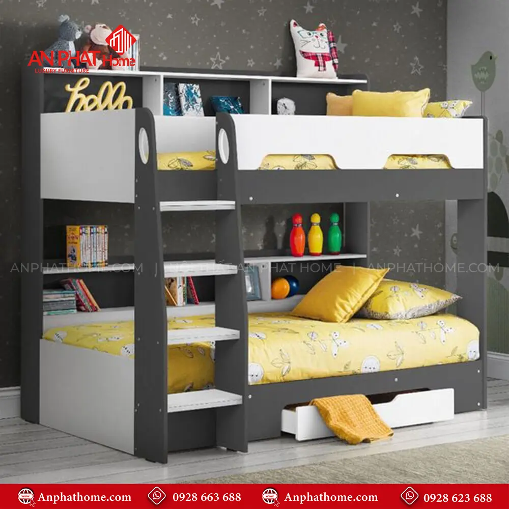 Giường Ngủ 2 Tầng Kết Hợp Kệ GN-336