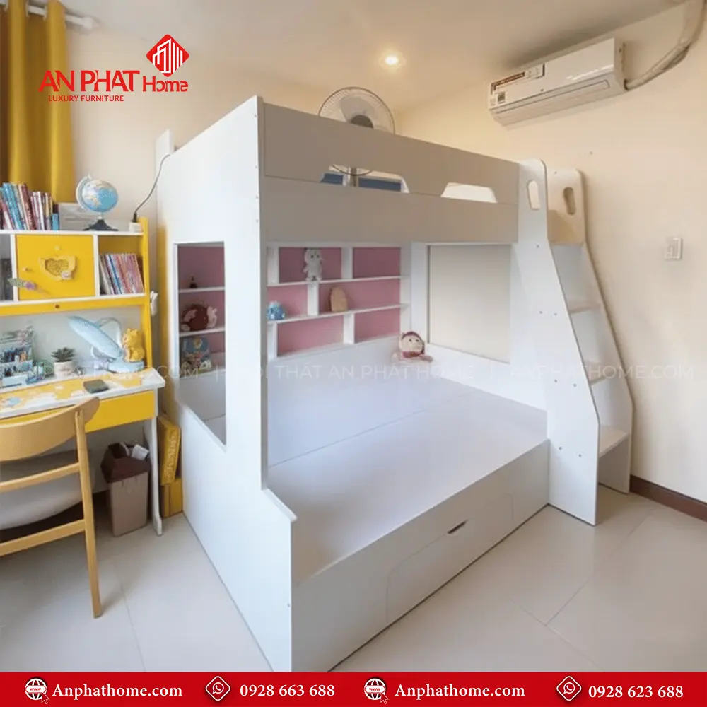 Giường Ngủ 2 Tầng Kết Hợp Kệ Trang Trí GN-311 9 Giường Ngủ 2 Tầng Kết Hợp Kệ Trang Trí GN-311