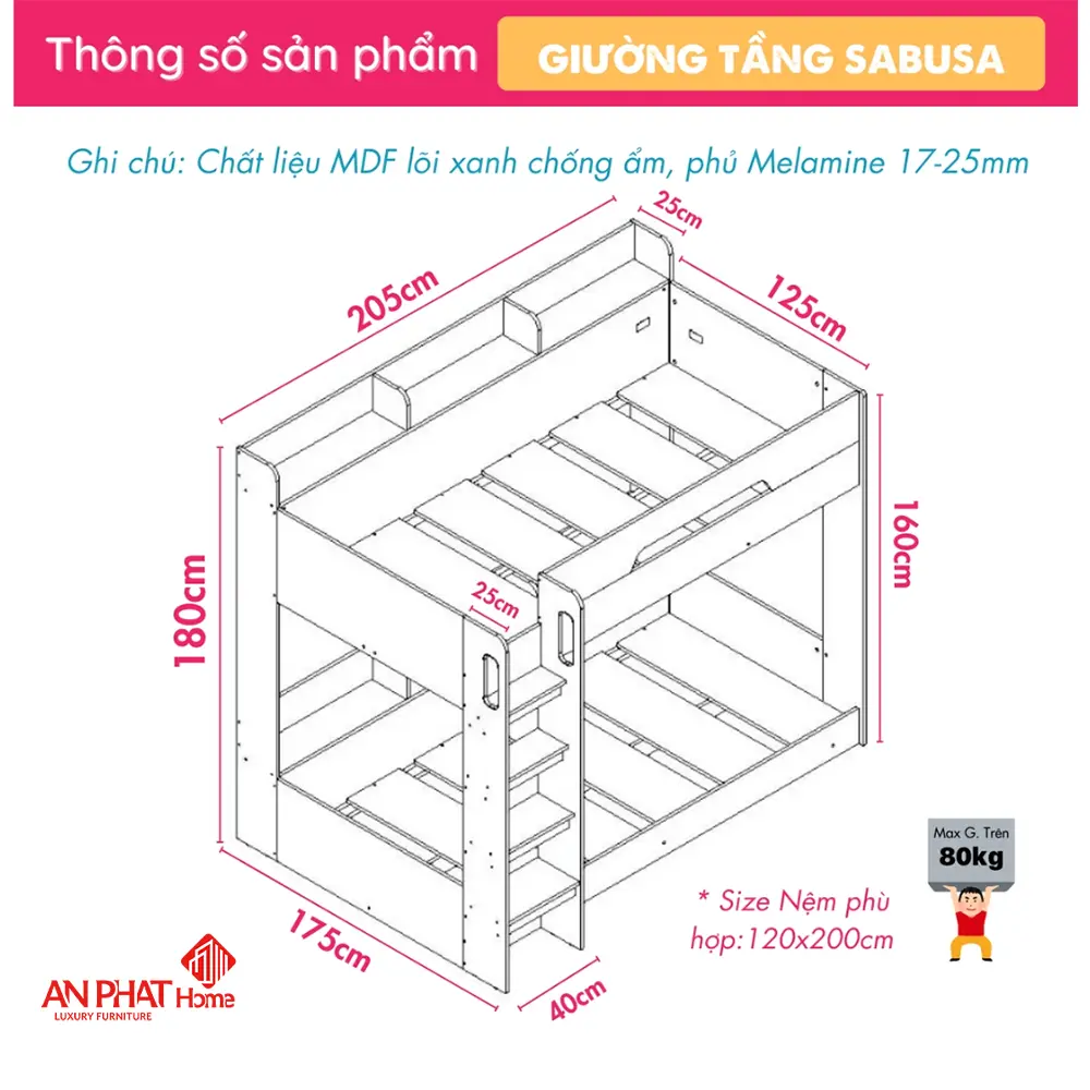 Giường Ngủ 2 Tầng Mẫu Đơn Giản GN-304 30 Giường Ngủ 2 Tầng Mẫu Đơn Giản GN-304