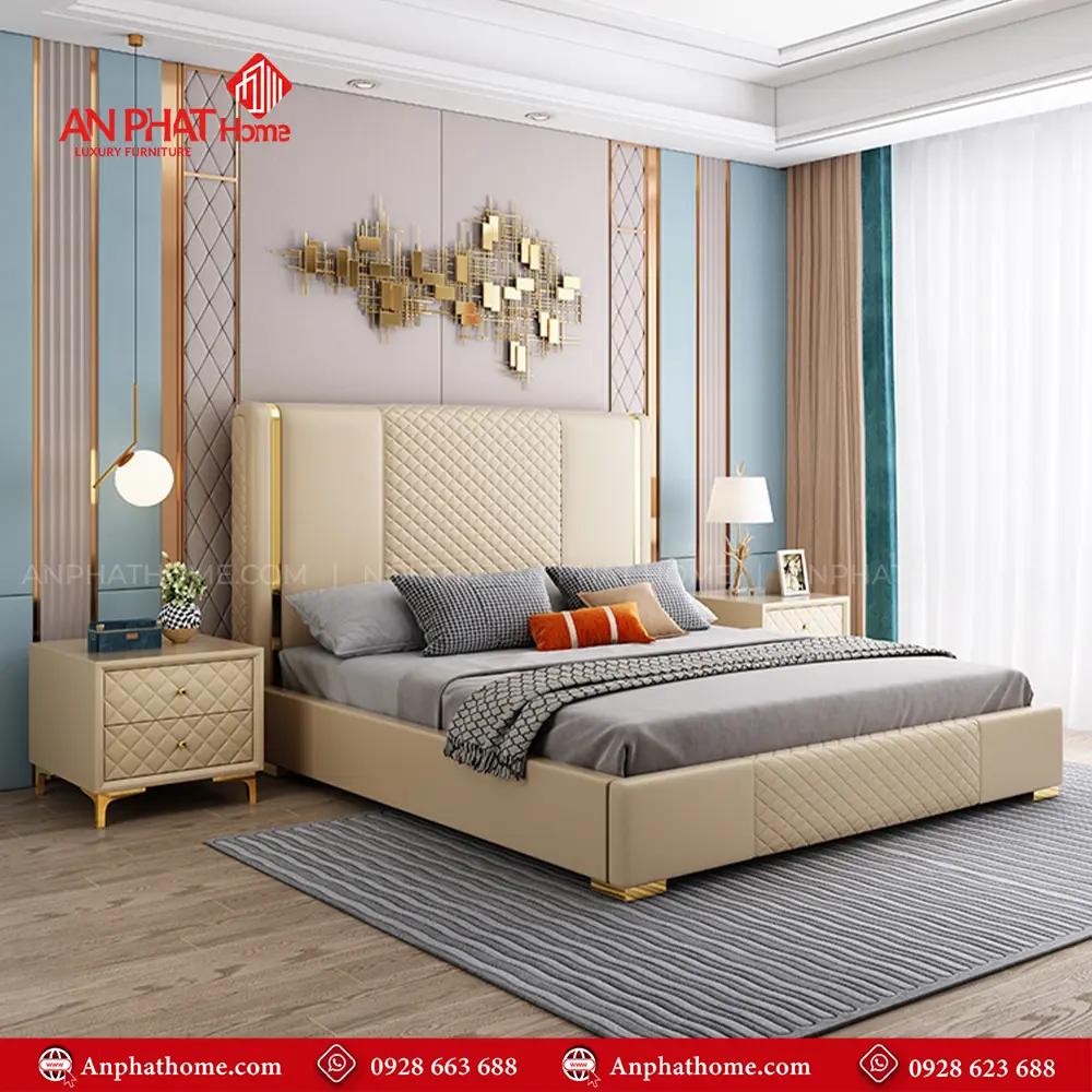 Giường Ngủ Bọc Da Nhập Khẩu GN-235 14 Giường Ngủ Bọc Da Nhập Khẩu GN-235