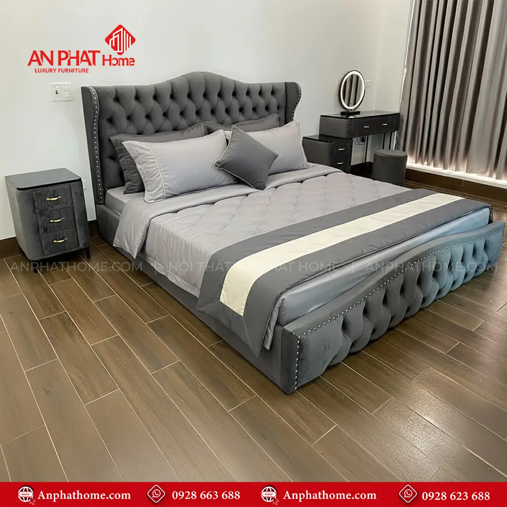 Giường Ngủ Bọc Nhung Siêu Sang GN-268 8 Giường Ngủ Bọc Nhung Siêu Sang GN-268