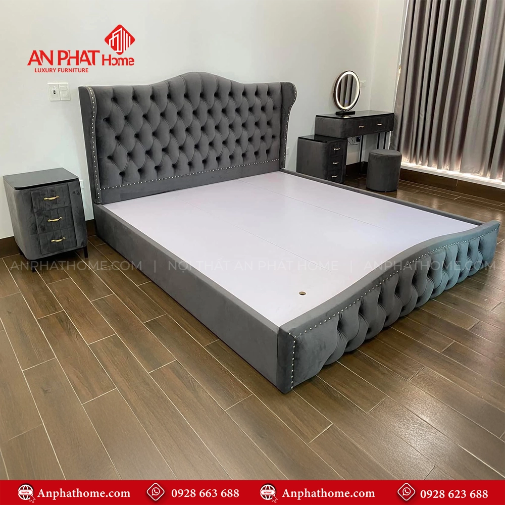 Giường Ngủ Bọc Nhung Siêu Sang GN-268 7 Giường Ngủ Bọc Nhung Siêu Sang GN-268