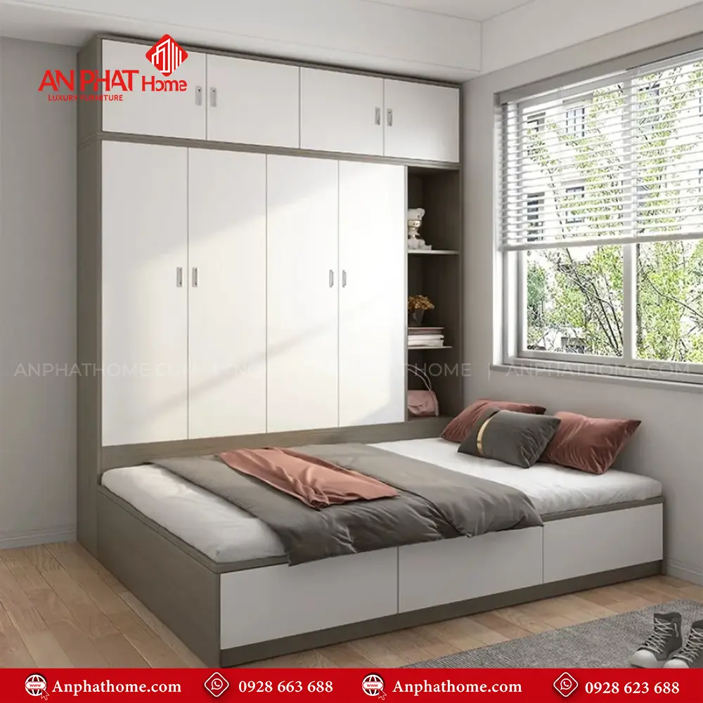 Giường Ngủ Cao Cấp Liền Tủ Quần Áo GN-352 11 Giường Ngủ Cao Cấp Liền Tủ Quần Áo GN-352