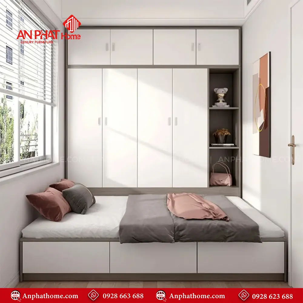 Giường Ngủ Cao Cấp Liền Tủ Quần Áo GN-352 10 Giường Ngủ Cao Cấp Liền Tủ Quần Áo GN-352