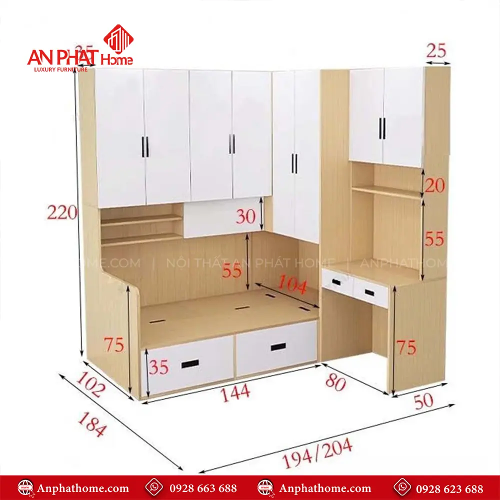 Giường Ngủ Cho Bé Kết Hợp Bàn Học GN-217 21 Giường Ngủ Cho Bé Kết Hợp Bàn Học GN-217