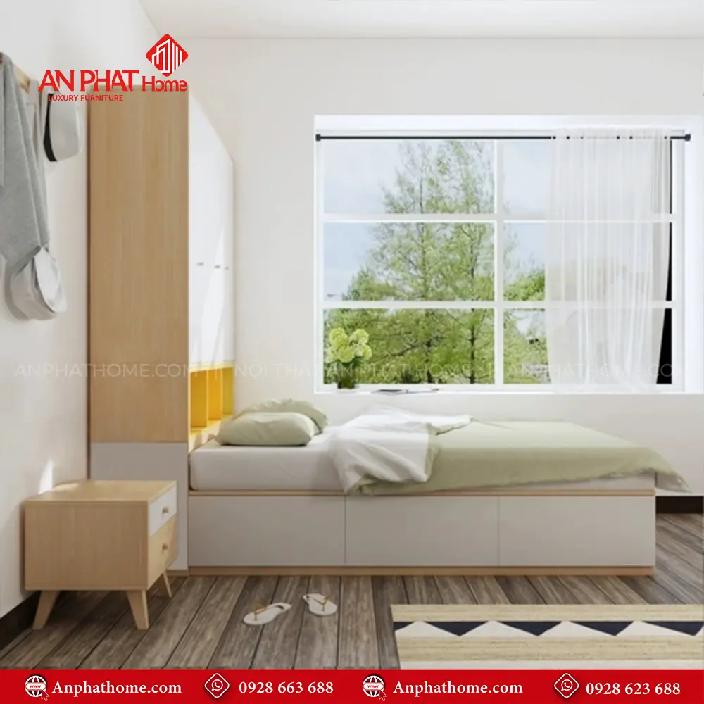 Giường Ngủ Đẹp Kết Hợp Tủ Quần Áo GN-328 14 Giường Ngủ Đẹp Kết Hợp Tủ Quần Áo GN-328