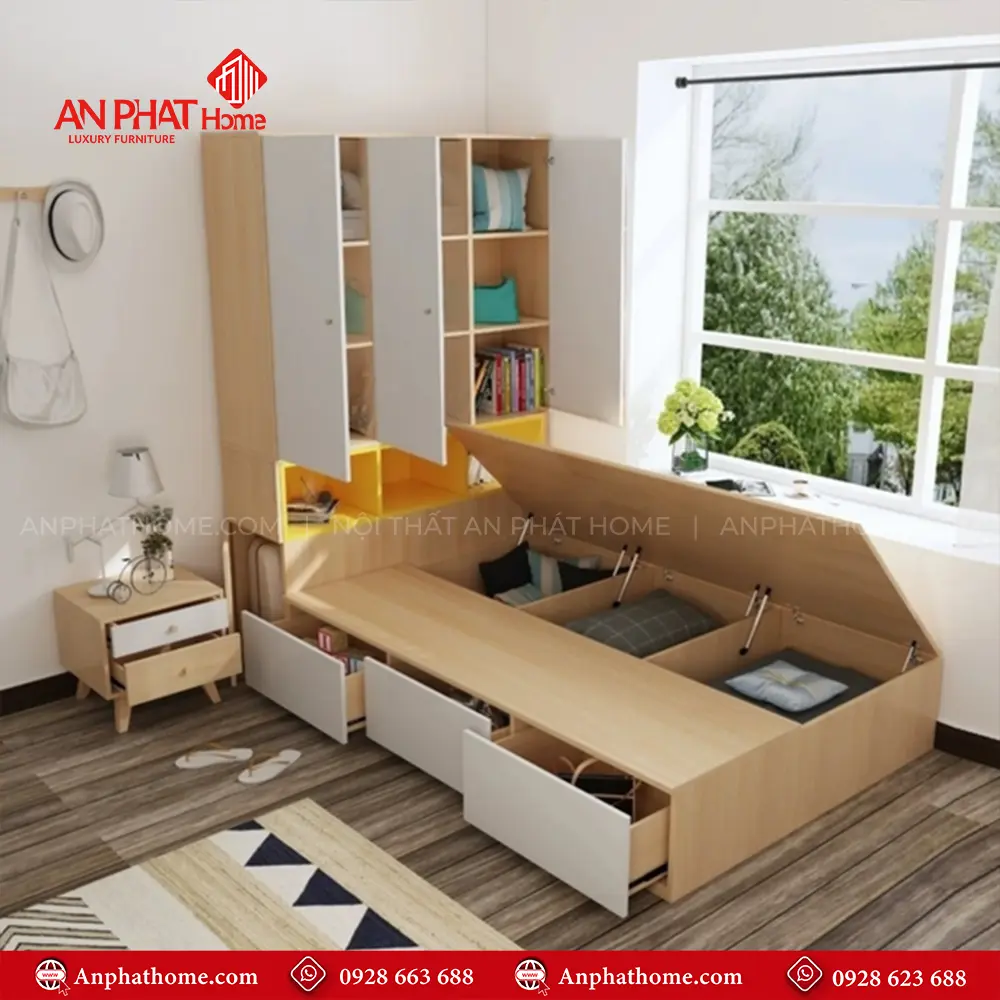 Giường Ngủ Đẹp Kết Hợp Tủ Quần Áo GN-328 13 Giường Ngủ Đẹp Kết Hợp Tủ Quần Áo GN-328
