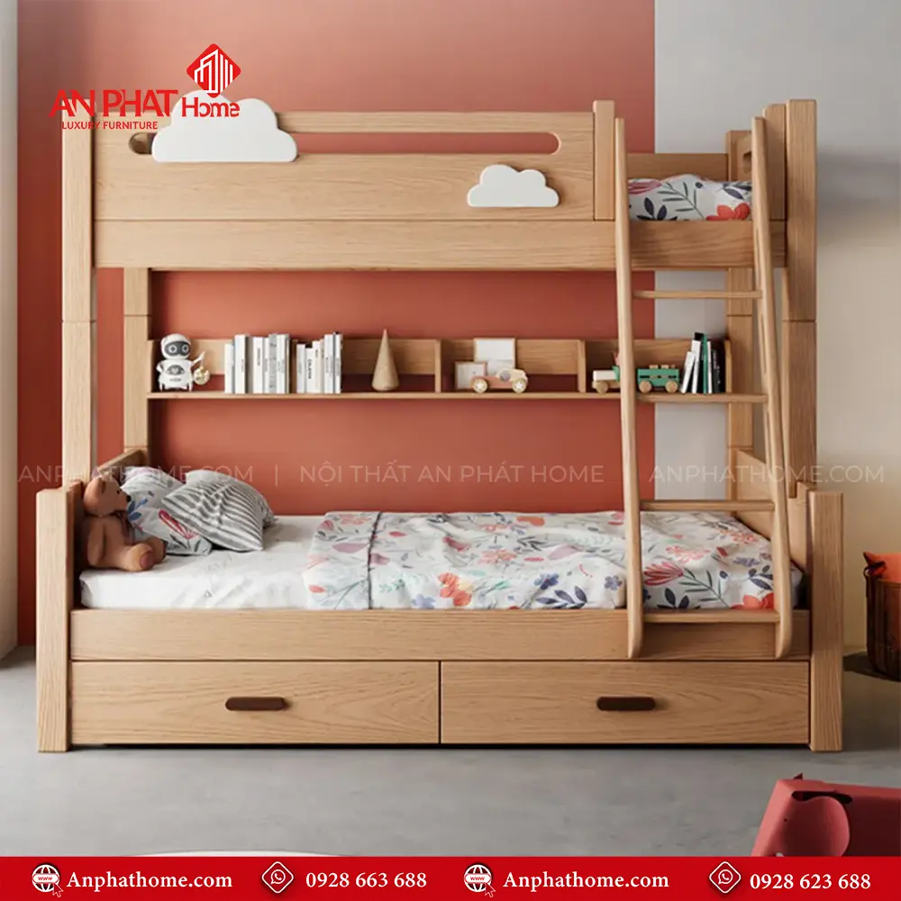 Giường Ngủ Gỗ Cao Cấp 2 Tầng GN-345 11 Giường Ngủ Gỗ Cao Cấp 2 Tầng GN-345