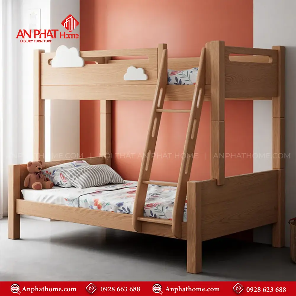 Giường Ngủ Gỗ Cao Cấp 2 Tầng GN-345 12 Giường Ngủ Gỗ Cao Cấp 2 Tầng GN-345