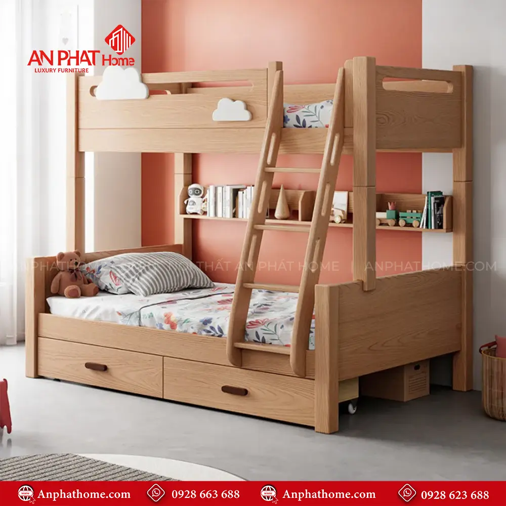Giường Ngủ Gỗ Cao Cấp 2 Tầng GN-345 10 Giường Ngủ Gỗ Cao Cấp 2 Tầng GN-345