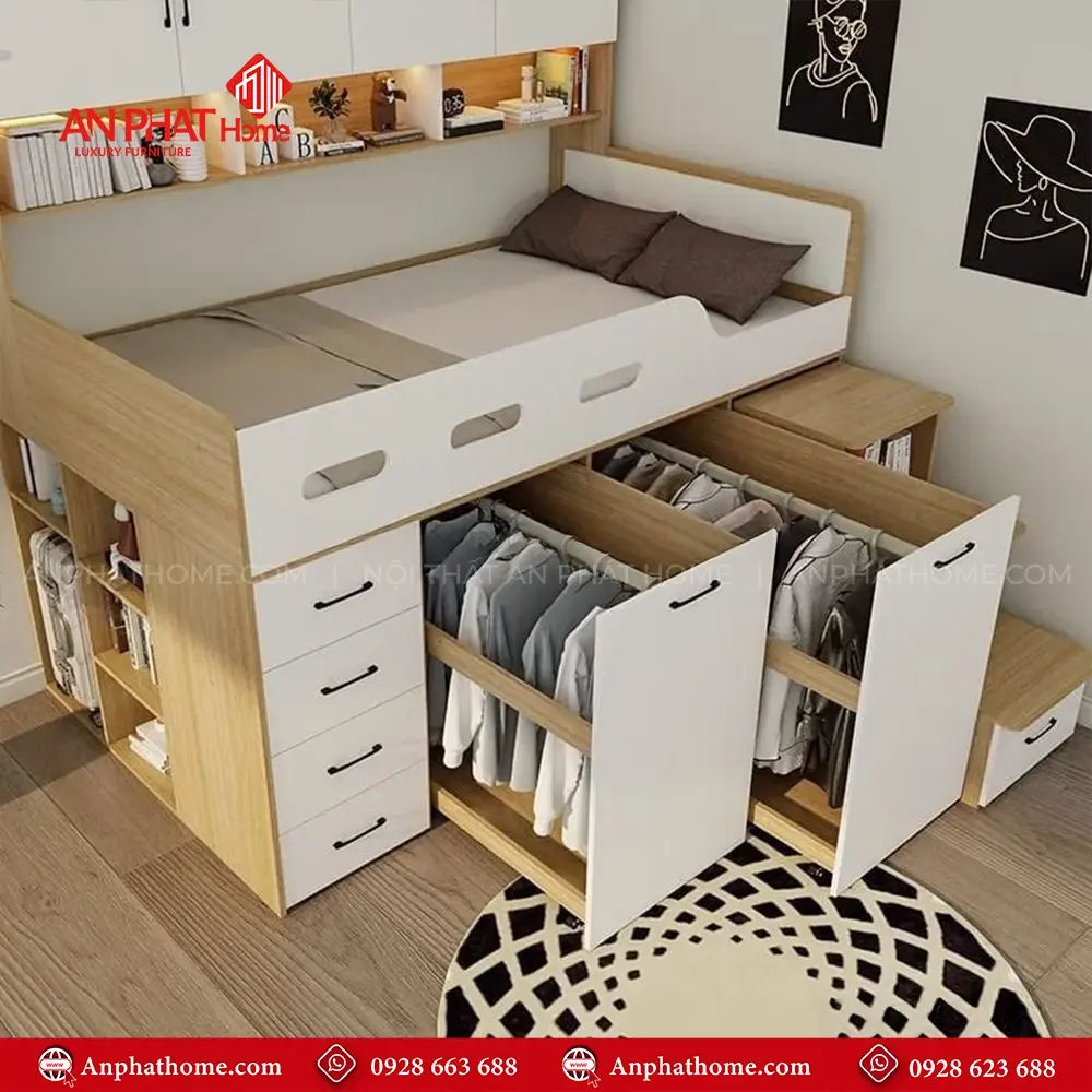 Giường Ngủ Gỗ Công Nghiệp Cho Bé GN-342 14 Giường Ngủ Gỗ Công Nghiệp Cho Bé GN-342