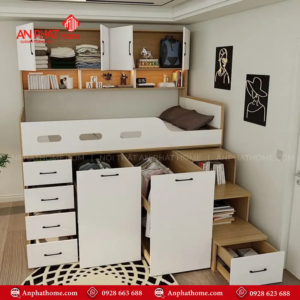 Giường Ngủ Gỗ Công Nghiệp Cho Bé GN-342 13 Giường Ngủ Gỗ Công Nghiệp Cho Bé GN-342