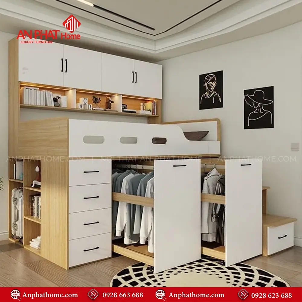 Giường Ngủ Gỗ Công Nghiệp Cho Bé GN-342 12 Giường Ngủ Gỗ Công Nghiệp Cho Bé GN-342