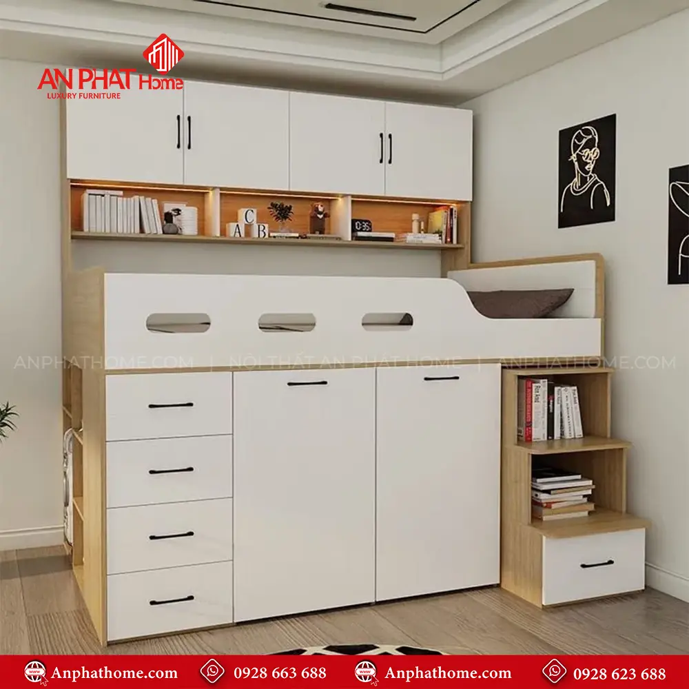 Giường Ngủ Gỗ Công Nghiệp Cho Bé GN-342 11 Giường Ngủ Gỗ Công Nghiệp Cho Bé GN-342