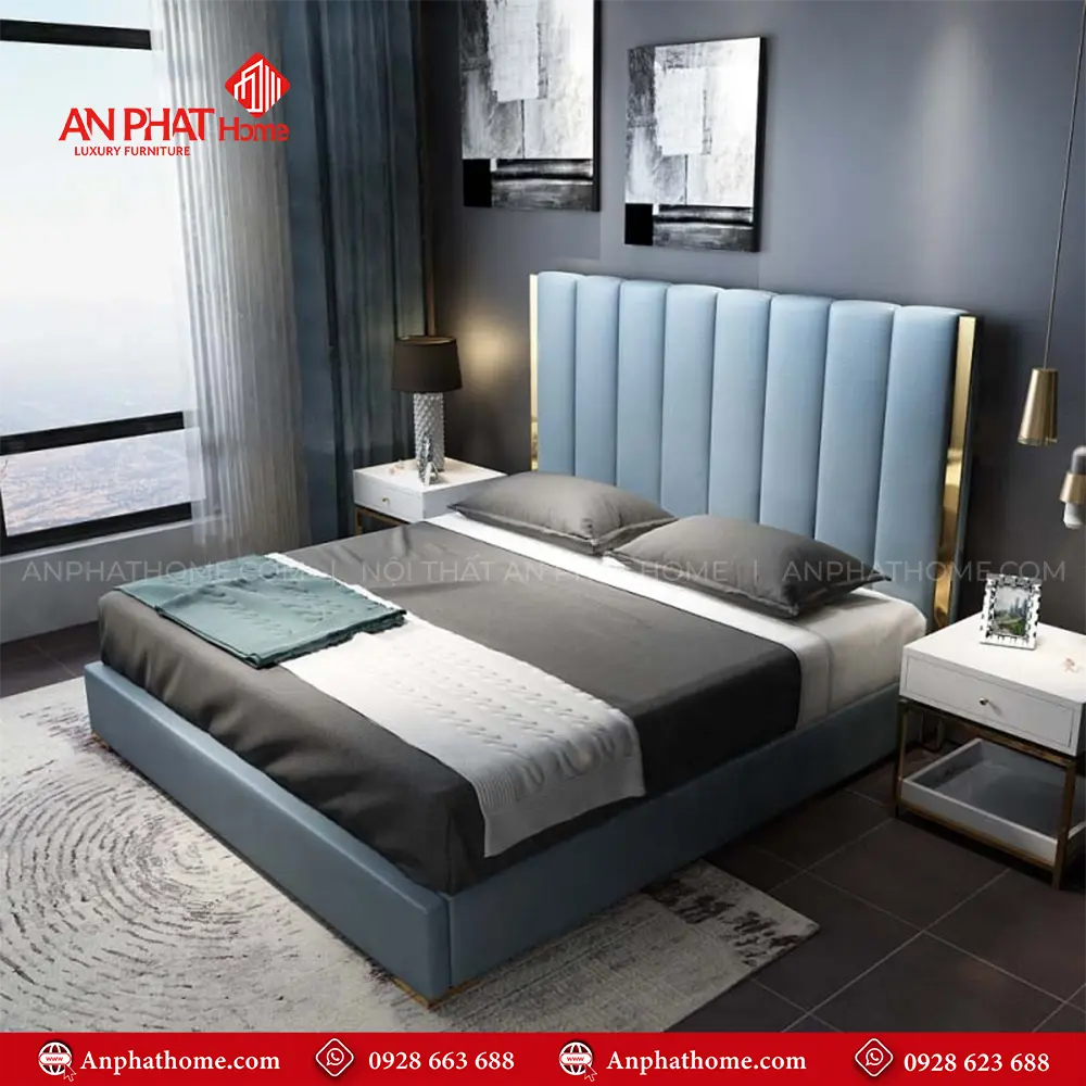 Giường Ngủ Hiện Đại Bọc Nỉ Cao Cấp GN-233