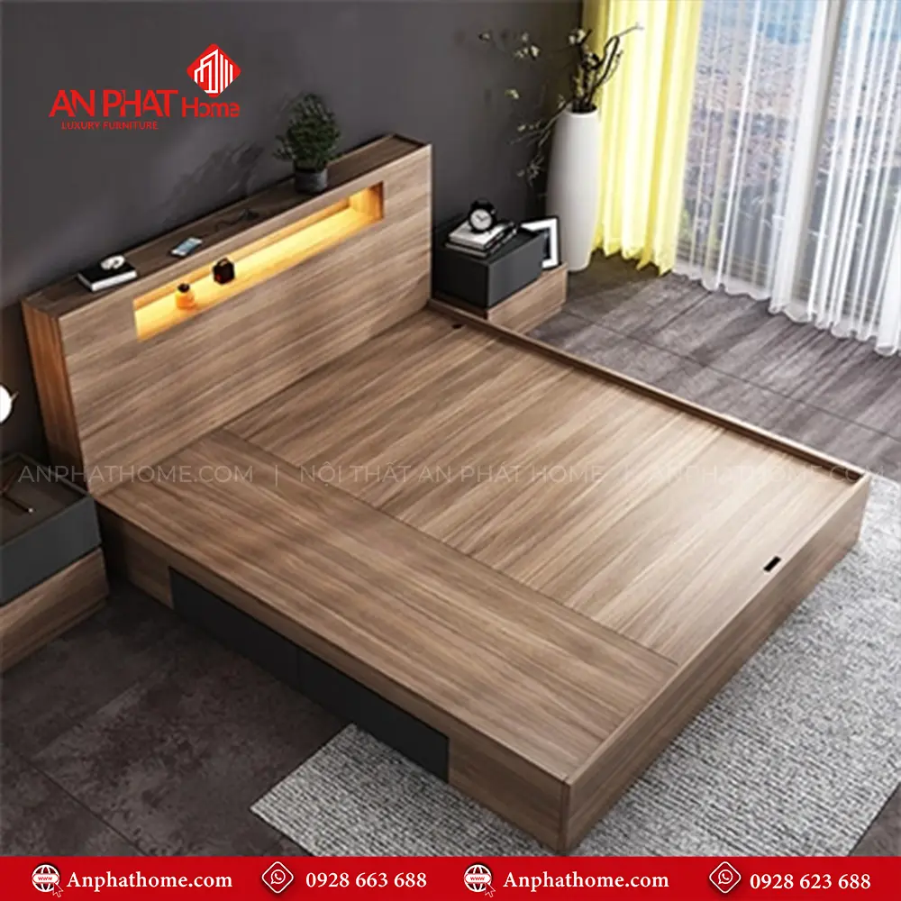 Giường Ngủ Hiện Đại Có Đèn Led GN-227 10 Giường Ngủ Hiện Đại Có Đèn Led GN-227
