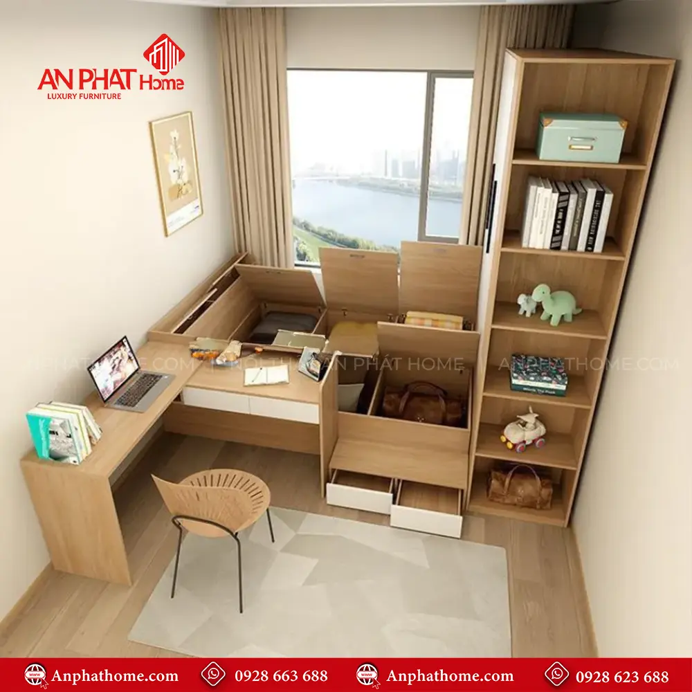Giường Ngủ Kết Hợp Bàn Học Hiện Đại GN-355 12 Giường Ngủ Kết Hợp Bàn Học Hiện Đại GN-355