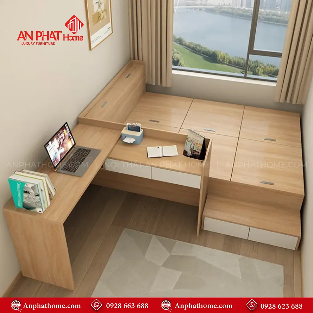 Giường Ngủ Kết Hợp Bàn Học Hiện Đại GN-355 10 Giường Ngủ Kết Hợp Bàn Học Hiện Đại GN-355