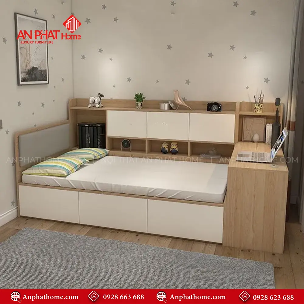 Giường Ngủ Kết Hợp Kệ Sách Và Bàn Học GN-357 5 Giường Ngủ Kết Hợp Kệ Sách Và Bàn Học GN-357