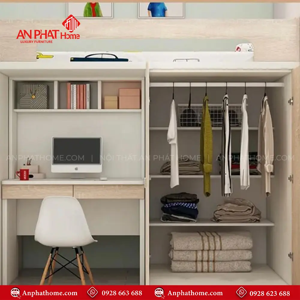 Giường Ngủ Liền Tủ Áo Và Bàn Học GN-335