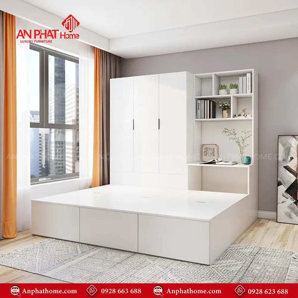 Giường Ngủ Liền Tủ Quần Áo Đẹp GN-359 12 Giường Ngủ Liền Tủ Quần Áo Đẹp GN-359