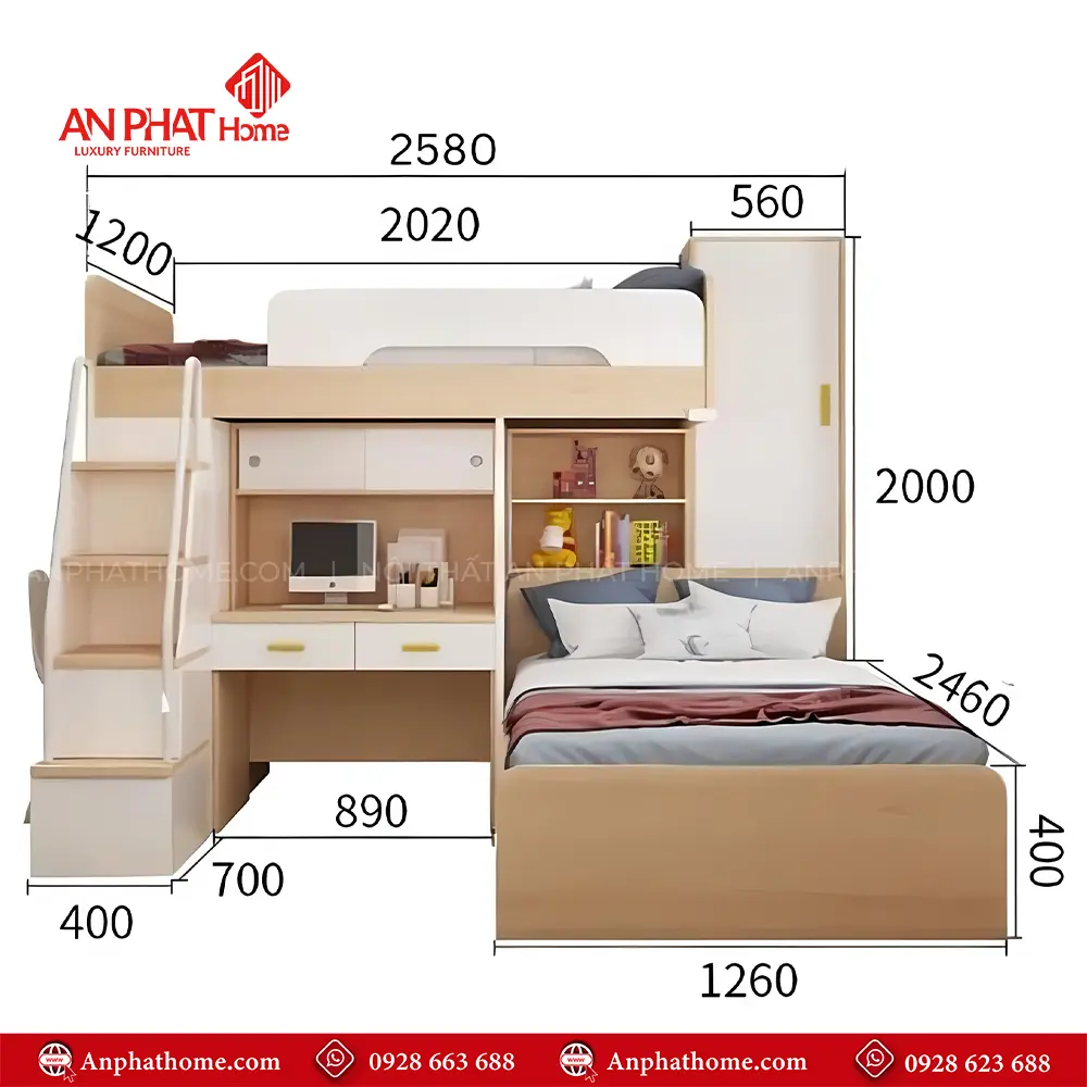 Giường Ngủ Tầng Linh Hoạt Thông Minh GN-313 12 Giường Ngủ Tầng Linh Hoạt Thông Minh GN-313