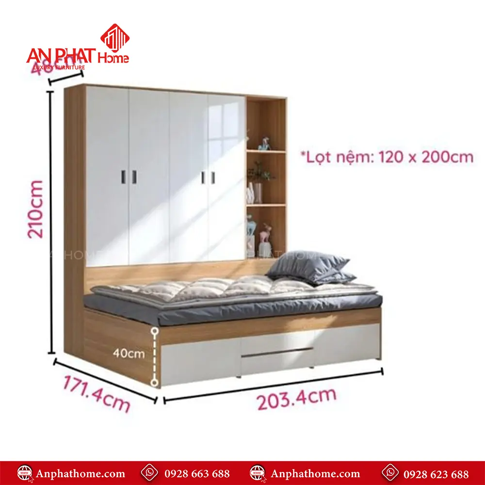 Giường Ngủ Thông Minh Kết Hợp Tủ Quần Áo GN-326