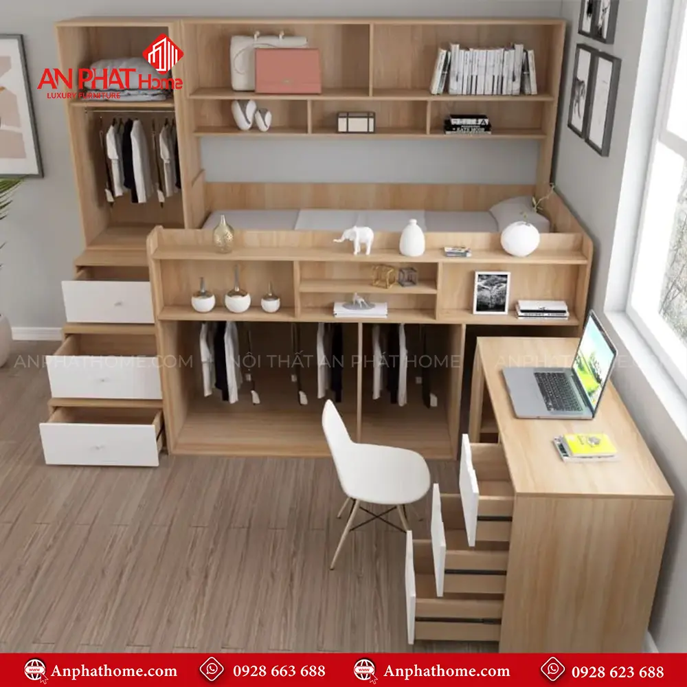 Giường Ngủ Thông Minh MDF Cho Bé GN-341 10 Giường Ngủ Thông Minh MDF Cho Bé GN-341