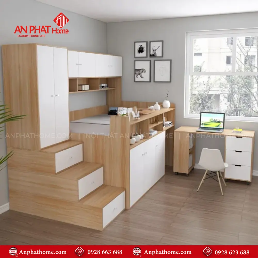 Giường Ngủ Thông Minh MDF Cho Bé GN-341 9 Giường Ngủ Thông Minh MDF Cho Bé GN-341