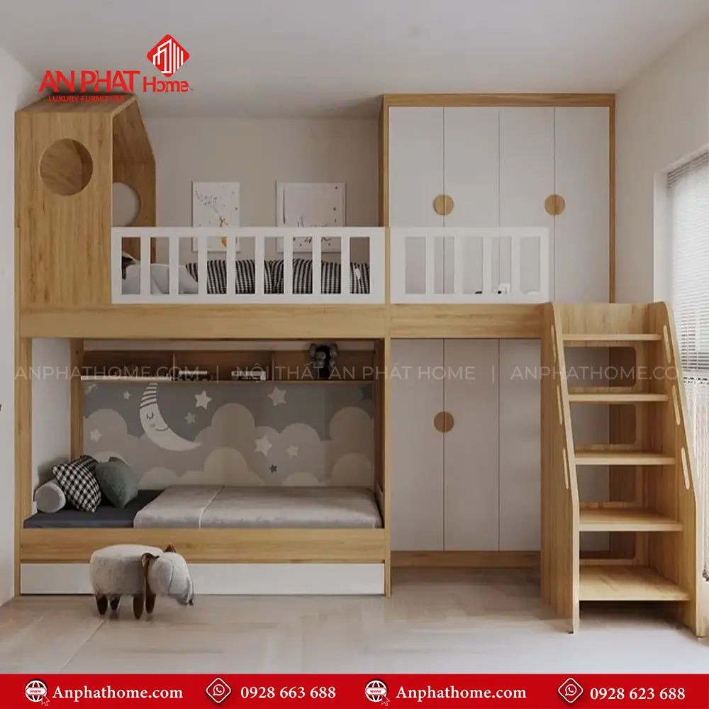 Giường Tầng Gỗ Công Nghiệp Hiện Đại GN-318 9 Giường Tầng Gỗ Công Nghiệp Hiện Đại GN-318