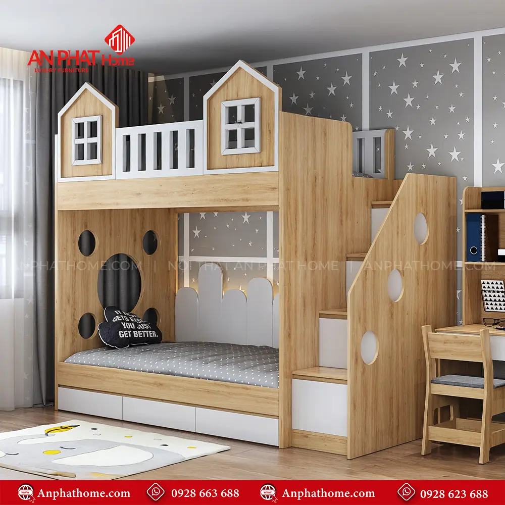 Giường Tầng MDF Mẫu Hình Ngôi Nhà GN-303 8 Giường Tầng MDF Mẫu Hình Ngôi Nhà GN-303