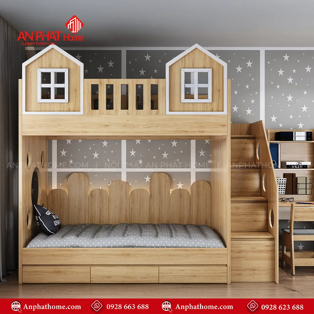Giường Tầng MDF Mẫu Hình Ngôi Nhà GN-303 7 Giường Tầng MDF Mẫu Hình Ngôi Nhà GN-303