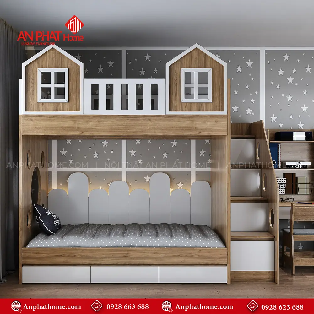 Giường Tầng MDF Mẫu Hình Ngôi Nhà GN-303 9 Giường Tầng MDF Mẫu Hình Ngôi Nhà GN-303