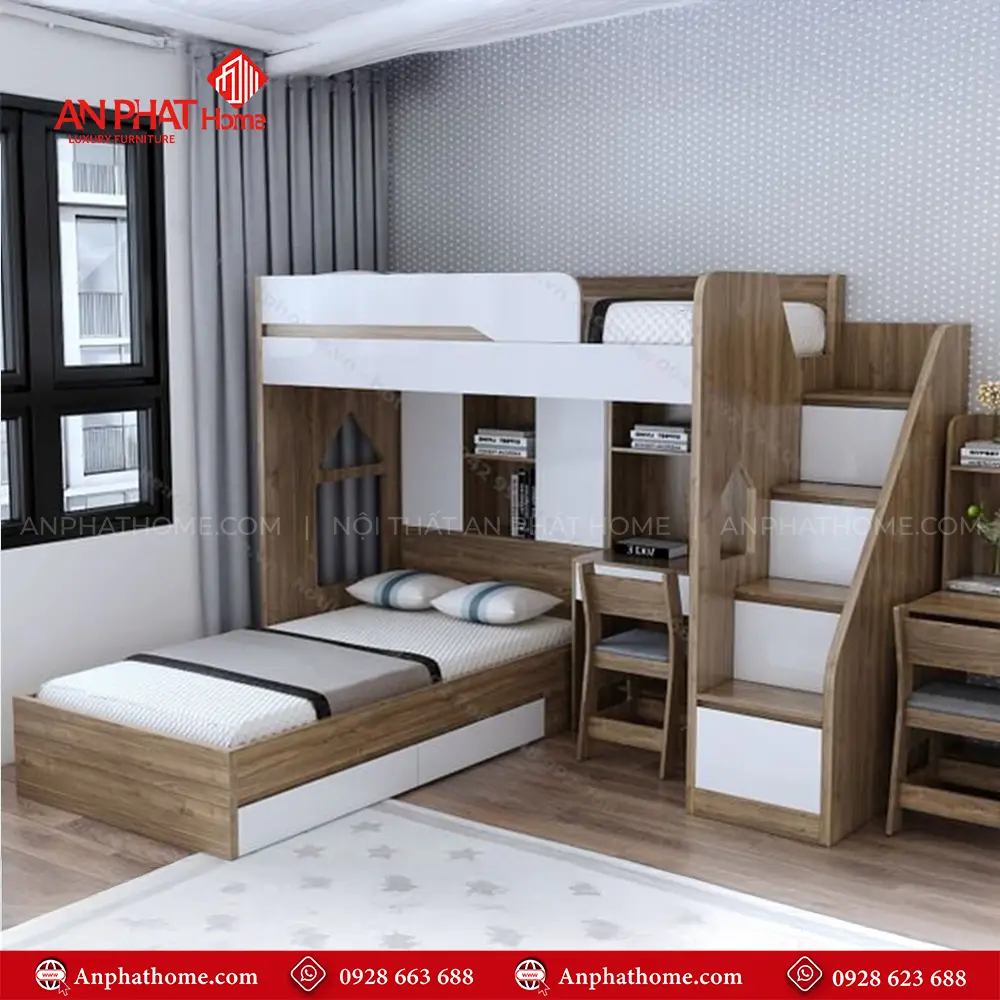 Giường Tầng Thông Minh Kết Hợp Bàn Học GN-332 7 Giường Tầng Thông Minh Kết Hợp Bàn Học GN-332