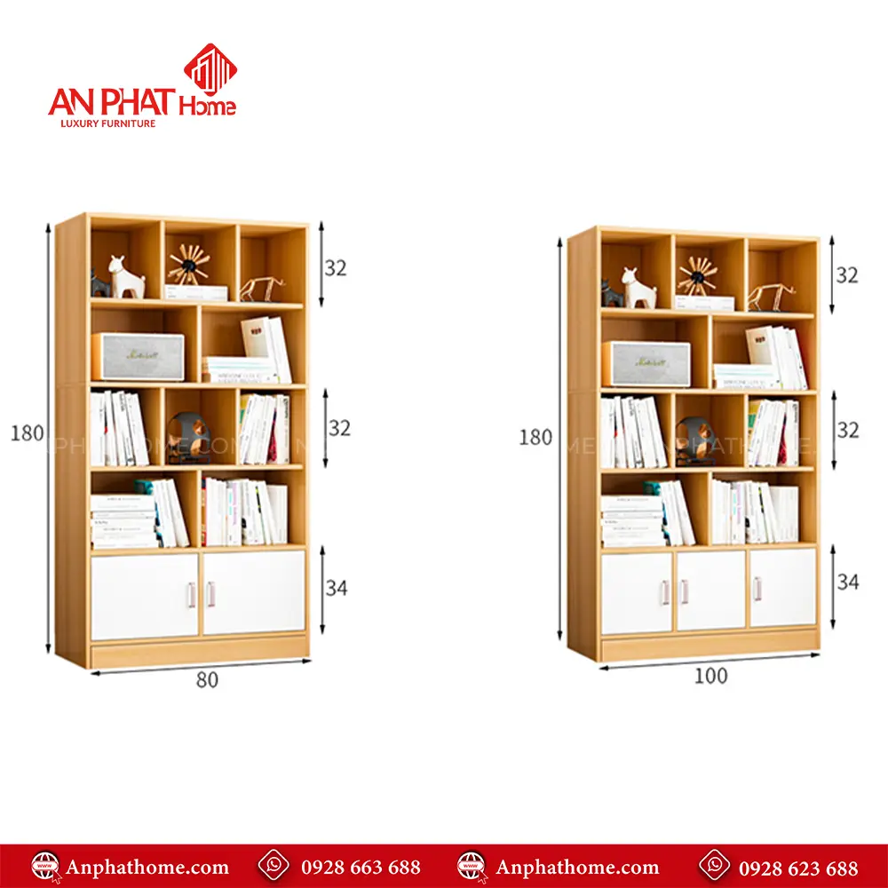 Kệ Sách Đứng Gỗ Công Nghiệp T-5455 8 Kệ Sách Đứng Gỗ Công Nghiệp T-5455