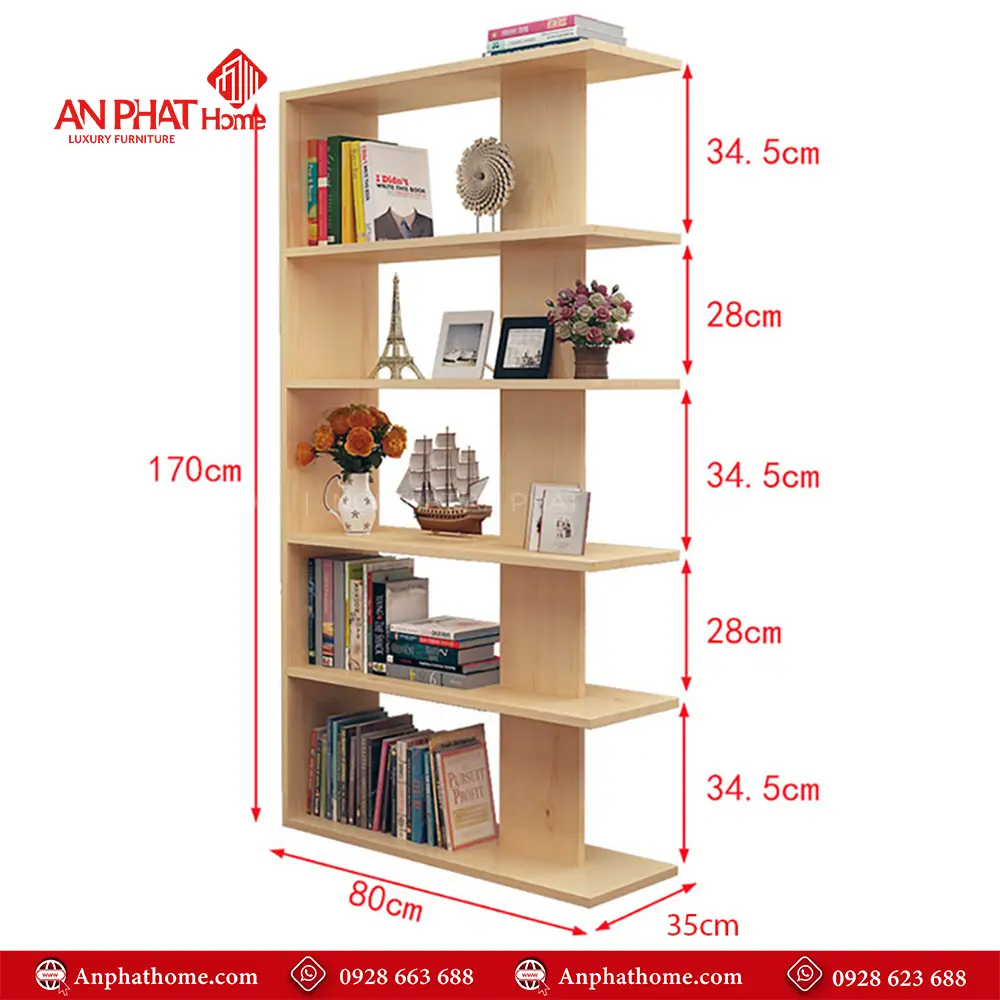 Kệ Sách Gỗ MDF Hiện Đại T-5448 18 Kệ Sách Gỗ MDF Hiện Đại T-5448