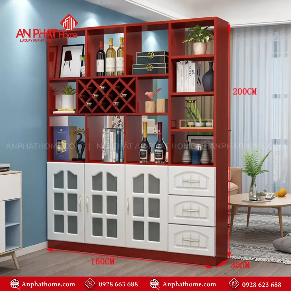 Kệ Tủ Vách Ngăn Phòng Khách Hiện Đại T-5312 8 Kệ Tủ Vách Ngăn Phòng Khách Hiện Đại T-5312