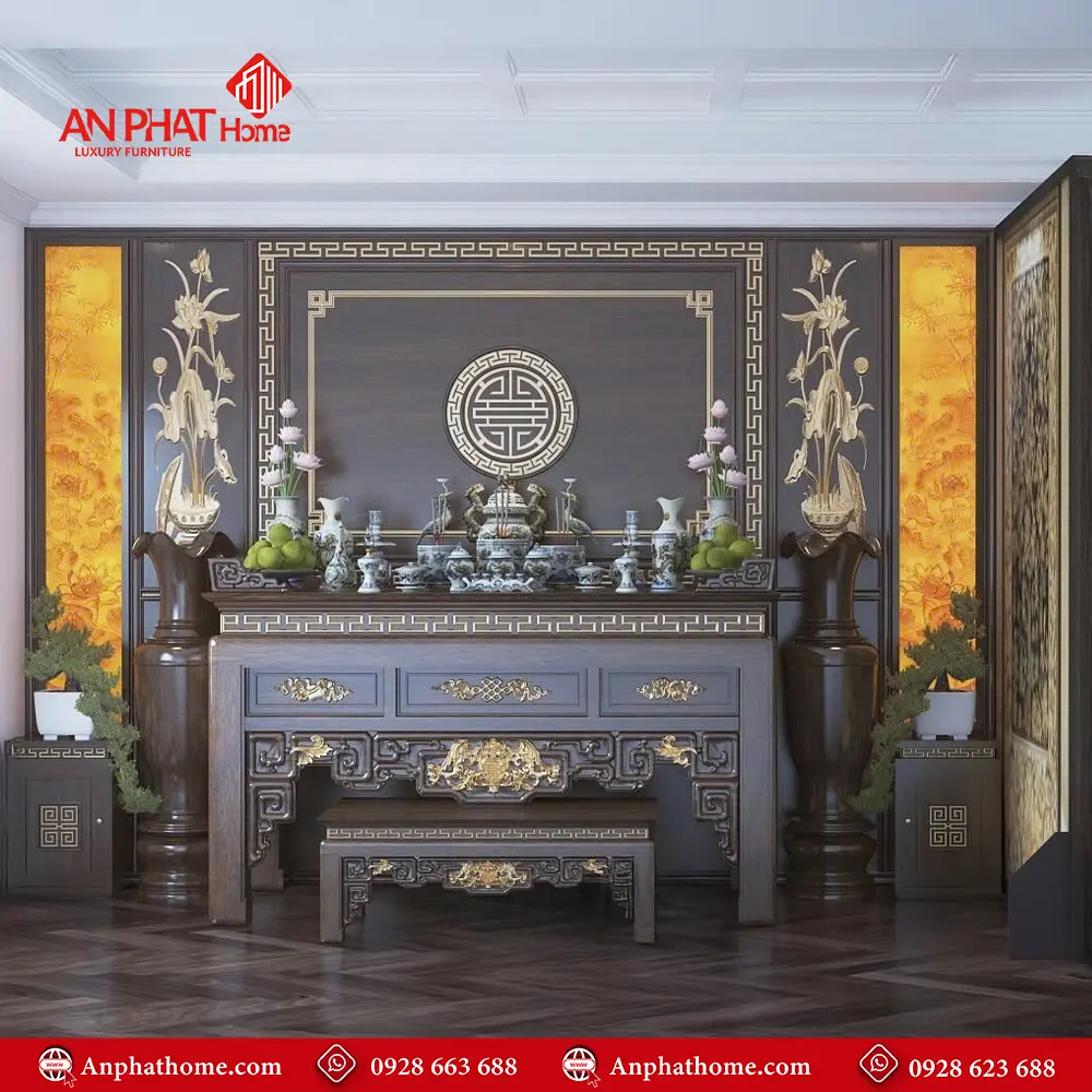 Không Gian Thờ Gỗ Gụ Cao Cấp BT-2334 5 Không Gian Thờ Gỗ Gụ Cao Cấp BT-2334