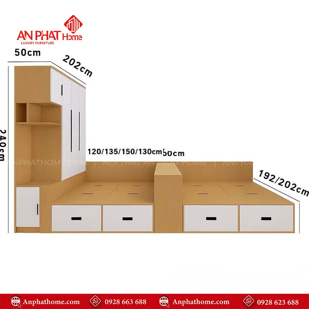 Mẫu Giường Đôi Gỗ Đẹp GN-216 15 Mẫu Giường Đôi Gỗ Đẹp GN-216