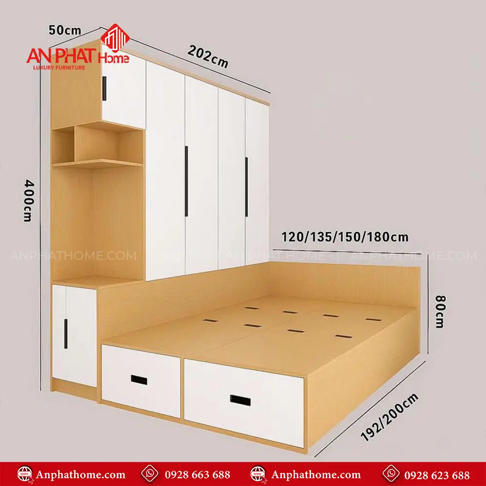 Mẫu Giường Đôi Gỗ Đẹp GN-216 13 Mẫu Giường Đôi Gỗ Đẹp GN-216